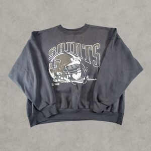 Vintage New Orleans Saints Sweatshirt Men XXL Black 90s Riddell 1994 NFL Sweater